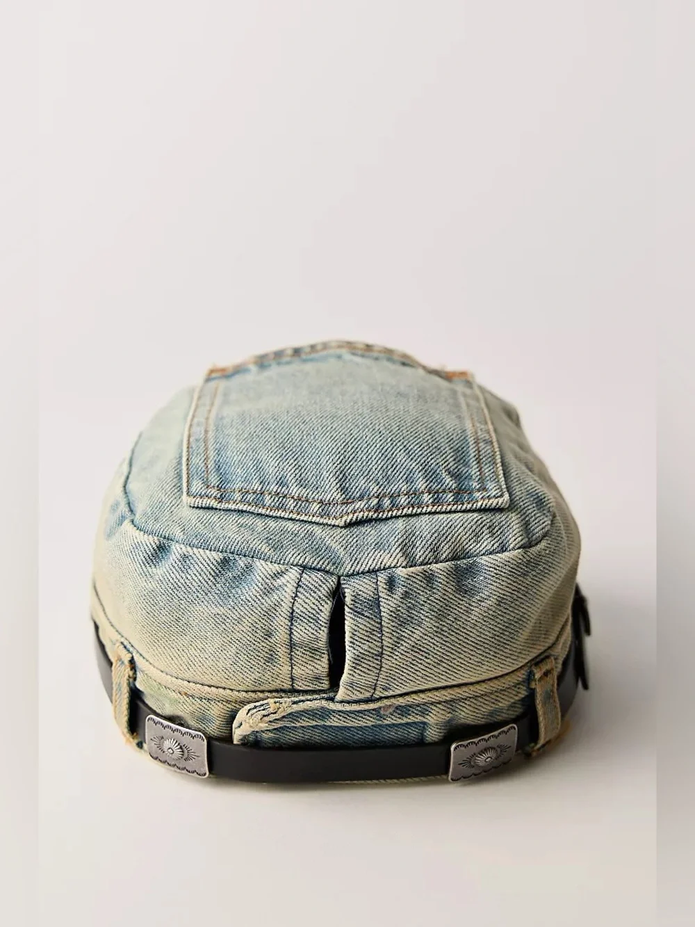 New Free People Washed Denim Jean Pocket Cadet Hat Cap